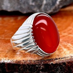 Statement Red Onyx Signet Ring 925 Sterling Silver Ring Promise Ring Party Ring
