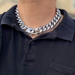Mens Cuban Chain Choker 316L Stainless Steel Heavy Hip Hop Necklace 18″ in 22MM