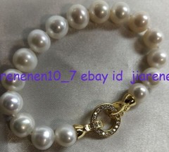 Natural Genuine 9-10mm Near Round Real Cultured Pearl Bracelet 7.5inch