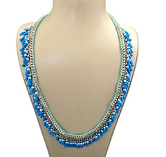 Stephan & Co Women’s Statement Shaky Blue Silver Necklace NWT