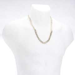 Solid Men’s 14K Gold Plated 10 mm / 24″ Cut Concave Cuban Link Chain Necklace