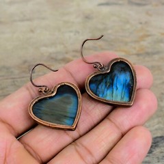 Labradorite Electroformed Drop/Dangle Earrings Copper Jewelry For Girls 1.73″