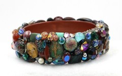 Handcrafted Multi-Color Assorted Bead Bangle Bracelet Size Large New No Tag