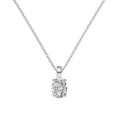 Simple 1.5ct Oval Cut Moissanite 925 Sterling Silver Necklace for Women Jewelry