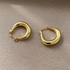 925 Silver Chunky Teardrop Huggie Hoop Earrings Minimalist Thick Earrings A01