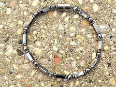 Men’s Women’s Black Magnetic Hematite Anklet Necklace Bracelet Therapy 1 Row