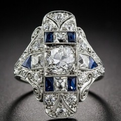 925 Sterling Silver Blue Rhinestone White Topaz Engagement Wedding Ring Size 6