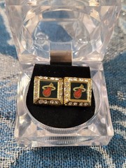 VTG Square MIAMI HEAT Earring Set, Cubic Zirconia/ Heavy, New