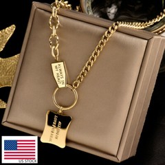 Woman 18K Gold Plated Stainless Steel Love Charm Sweater Chain Rolo Necklace