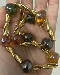 Vintage Signed Givenchy Gripoix Poured Glass Bead Multi Color Gold Tone Necklace