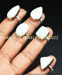 Amazonite Gemstone Handmade Rings 10pcs Lot 925 Silver Plated Jewelry