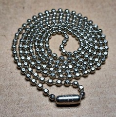 24″ Silver NP Steel 2.4mm Flat Ball Bead Military Type Dog Tag Chain USA Made