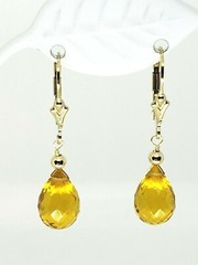 14k Yellow Gold Filled Citrine Briolette Drop Dangle Earrings