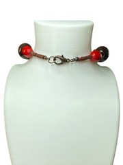 Source Unknown Brown, Orange & Cream Floral Pendant Necklace