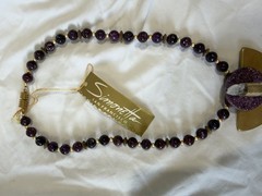 Simonetta San Francisco Purple Beaded Necklace Gold Asymmetrical Amulet Pendant