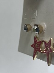 Karl Lagerfeld Paris Post & Stud Earrings, Gold Tone, Pink Stars, 2-Pair Set
