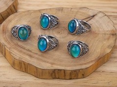 1 PC Silver-tone Mood Ring Color Change No Color Chart Size 11 New Free Ship