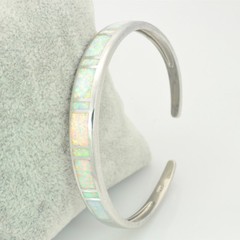 Vikoly White Opal Bangles Top Quality Silver Plated Fashion Jewelry For Women
