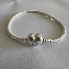NEW Authentic Pandora Silver Bracelet HEART CLASP #590727CZ, Clear CZ