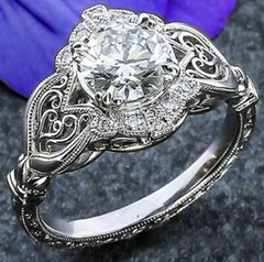 Handcrafted ~ Natural White Assorted Gemstones Textured ~ Embossed ~ Size 9 Ring