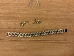Silver Tone Curb Chain Link Bracelet, Chain Style, Box Clasp Closure