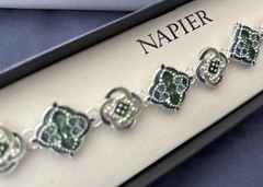 NAPIER Green Blue Silver Tone BRACELET Mom GiFT NeW in BOX $20 Celtic Vibes