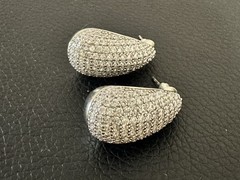 Teardrop Pavé Crystal Rhinestone Stud Earrings Silver Tone Butterfly Back