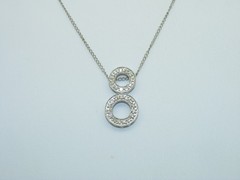 14k White gold Circle Diamond Pendant with Necklace