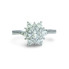 1.3 CT Round Cut 14k White Gold 925 Sterling Snowflake Halo Women’s Ring