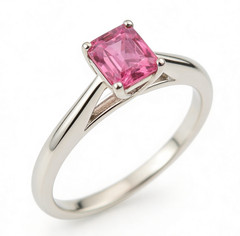 Elegant Simulated Pink Tourmaline Engagement Ring 925 Sterling Silver All Sizes
