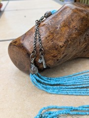 Kenneth Cole Turquoise Seed Bead Silver Multi Strand Necklace Boho