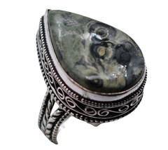 Kambaba Jasper Natural Gemstone Silver Plated Ring US Size-8.5″ R 445