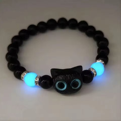 1PC Luminous Cat Couple Bracelet: Matching Black White Glow In Dark Gift – NEW