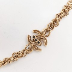 CHANEL 11A aged gold braided multi link black crystal CC short necklace