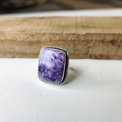 Natural Charoite Gemstone Ring 925 Sterling Silver Gift For Her Ring PG7413
