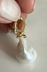 13mm Baroque Pearl Pendant With Simulated Diamond In Gold Tone Setting