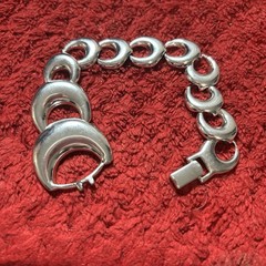 Napier Signed Silver-Tone Crescent Link Chain Bracelet 19cm Box Clasp – Rare