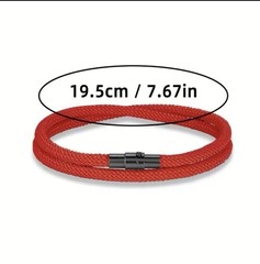 Men’s Double-Layer Survival Bracelet, Red, 4 mm / 19.5 cm