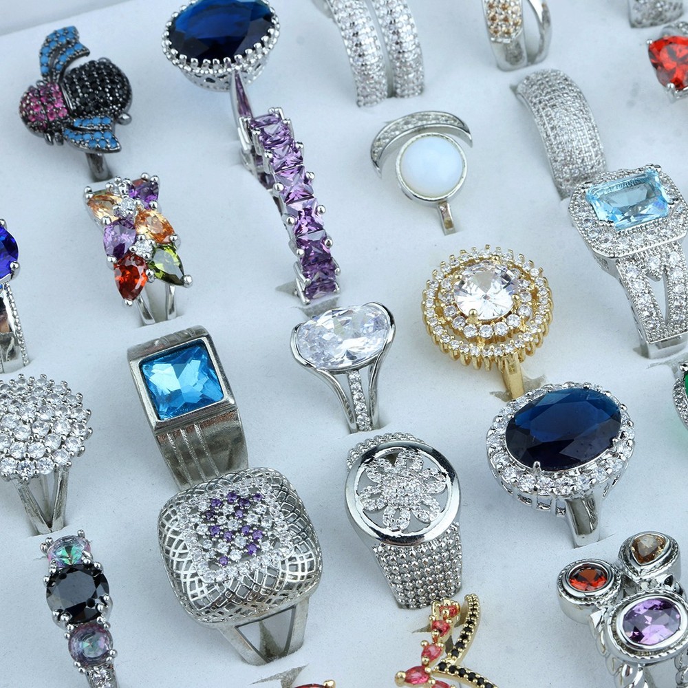 20Pcs Mixed Crystal Rings Bulk Wholesale Fashion Jewelry For Women New US
