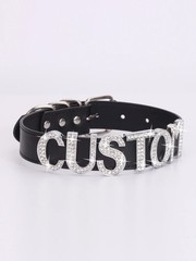 Custom Letters Necklaces 30mm Width Women Collar Choker Necklaces PU Leather G5