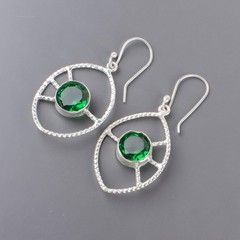EMERALD Channel Set Engagement Drop May Birth Sister Earrings Jewelry 925 Silver
