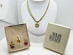 Nolan Miller Glamour Collection Interchangeable Pendants Chain Necklace 15-18″