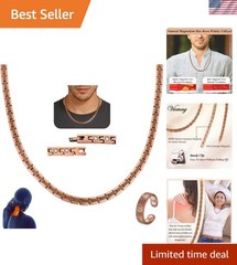 Elegant 20.9-Inch Copper Magnetic Necklace with Matching Ring – Pure Copper