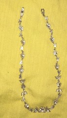 Silver Tone Red Crystal Rhinestone Flower Link Chain Necklace Box Clasp