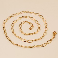 Gold Plated Oval Link Chain Necklace for Men & Women Designer Chain 22 Inch