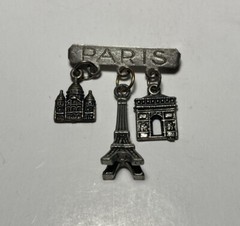 Vintage Metal Paris Souvenir Brooch Eifle Tower Pin