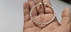 Thick Heavy Sterling Silver Ankle bangle, 925 Silver Plain Adjustable Bangle | H