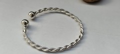 Thick Heavy Sterling Silver Ankle bangle, 925 Silver Plain Adjustable Bangle | H