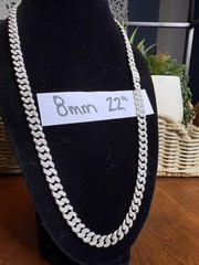 8MM 22in SOLID 925 Sterling Silver (~66g) Moissanite Miami Cuban Chain