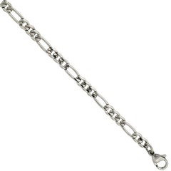 20″,22″,24″,30″ Stainless Steel Figaro Chain Necklace, 4.5mm, 5.5mm, 6mm or 7mm